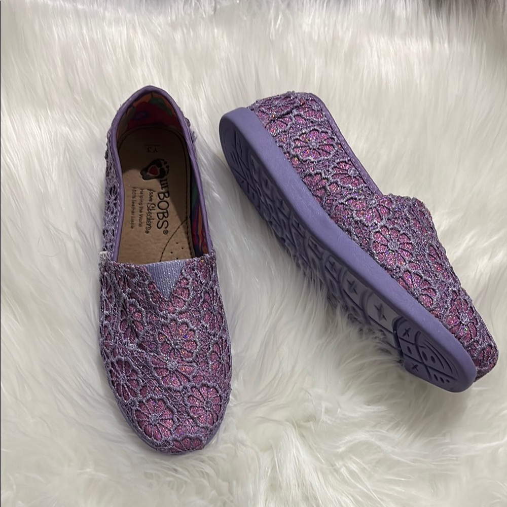 BOBS from Skechers Lavender Slip-On Loafers with Lacy Texture